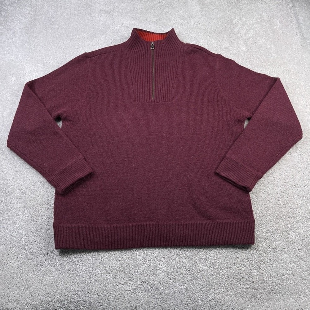 Vintage GAP Sweater Mens XL‎ Red Maroon Lambswool Nylon Half Zip Pullover Y2K